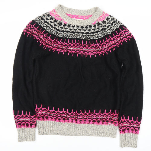 Superdry Women's Black Fair Isle Knit Jumper, Size L