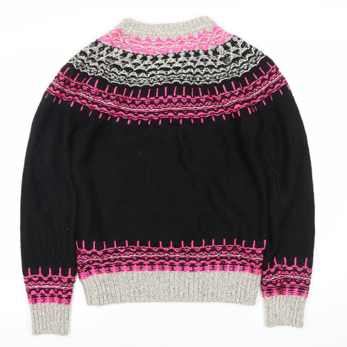 Superdry Women's Black Fair Isle Knit Jumper, Size L