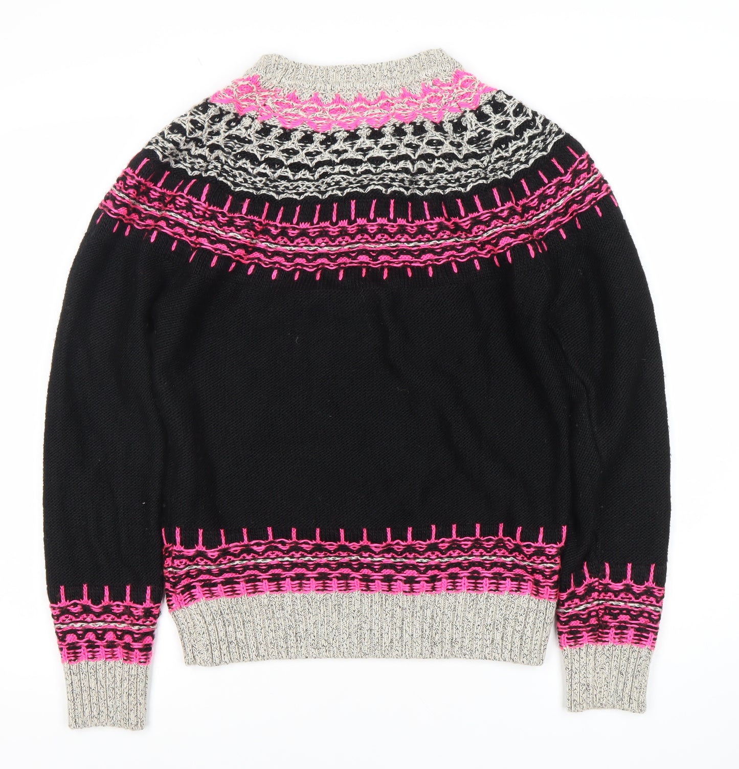 Superdry Women's Black Fair Isle Knit Jumper, Size L