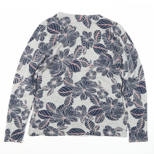 Maine New England Women's Grey Floral Cardigan, Size 14