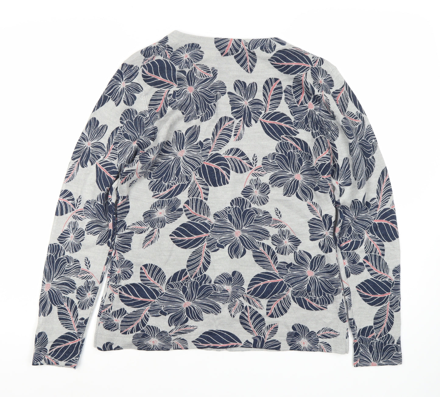 Maine New England Women's Grey Floral Cardigan, Size 14