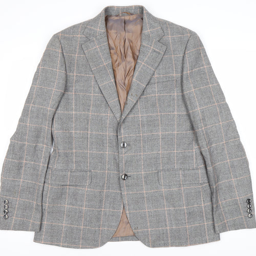 Carlo Barbera Men's Grey Check Blazer, 42 Regular Fit