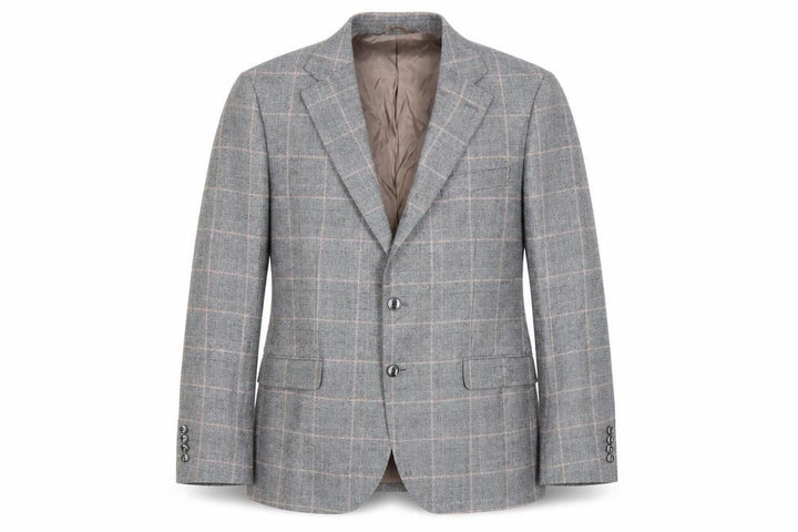 Carlo Barbera Men's Grey Check Blazer, 42 Regular Fit