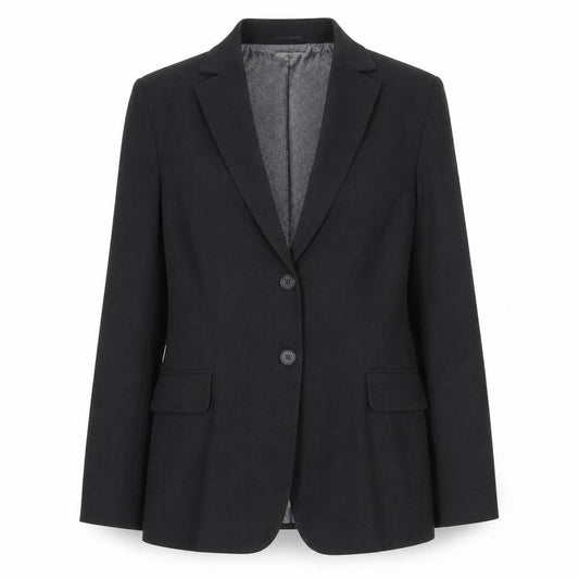 Front view of Simon Jersey Women’s Black Suit Jacket, size UK 12