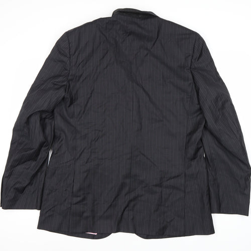 Moss Bespoke Men's Black Striped Wool Blazer 44 Regular