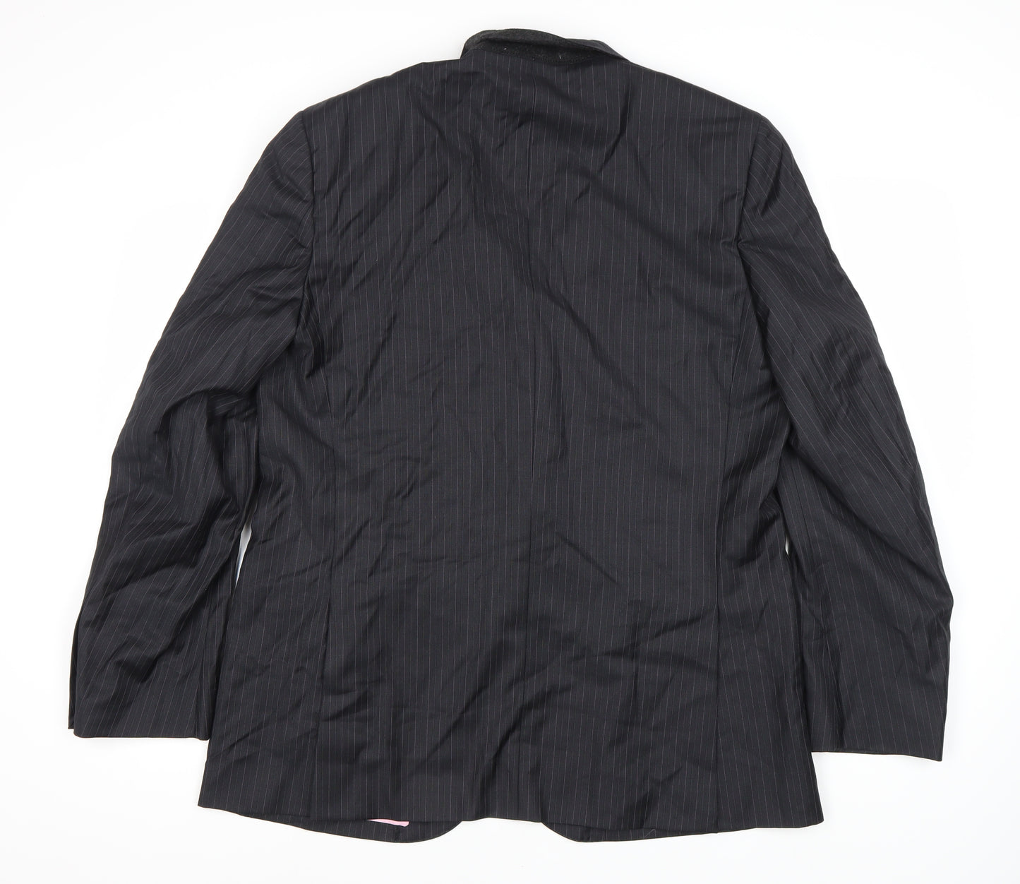 Moss Bespoke Men's Black Striped Wool Blazer 44 Regular