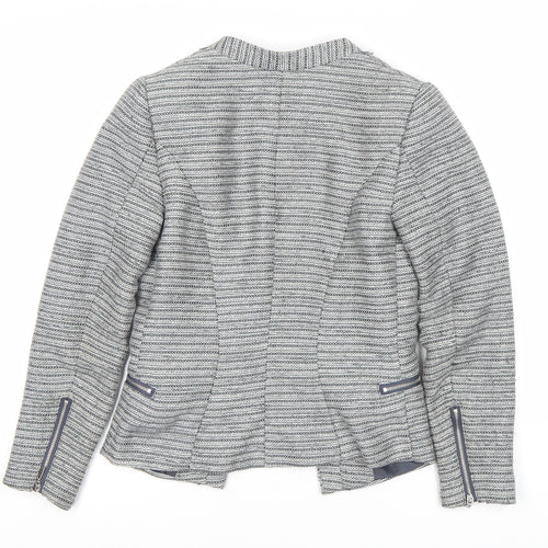 H&M Women’s Grey Blazer, Size 6, Stripe Pattern, Shawl Lapel