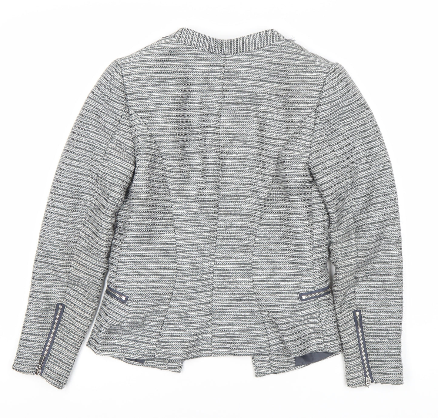 H&M Women’s Grey Blazer, Size 6, Stripe Pattern, Shawl Lapel