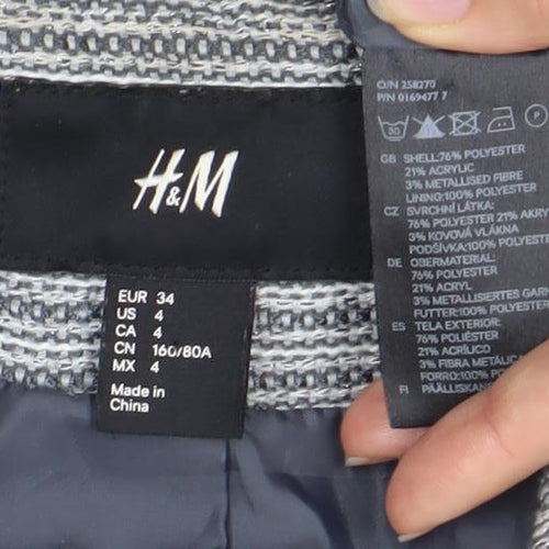 H&M Women’s Grey Blazer, Size 6, Stripe Pattern, Shawl Lapel