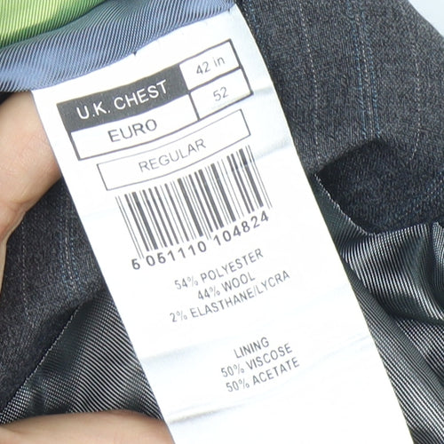 Limehaus Men's Grey Striped Suit Jacket - 42