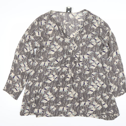 Masai Women's Grey Butterfly Blouse V-Neck S