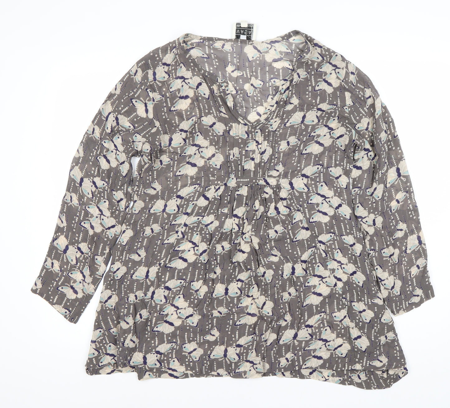 Masai Women's Grey Butterfly Blouse V-Neck S