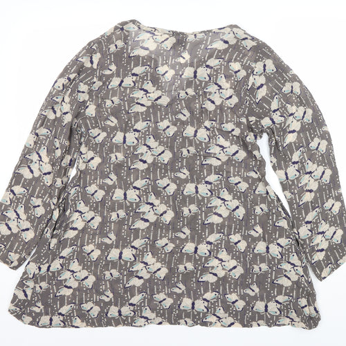 Masai Women's Grey Butterfly Blouse V-Neck S