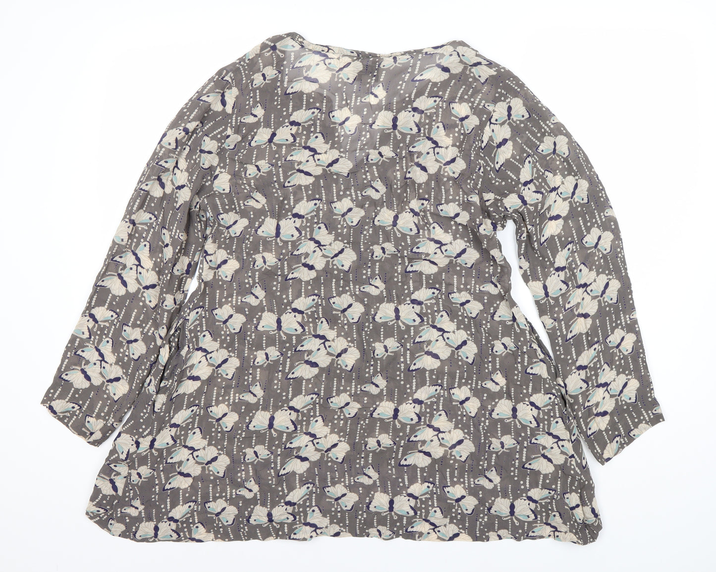 Masai Women's Grey Butterfly Blouse V-Neck S