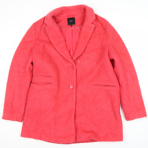 Next Women's Pink Wool Blend Coat Size 16 Button Accent