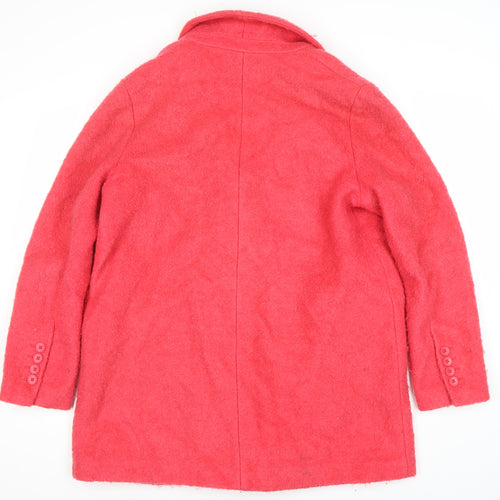 Next Women's Pink Wool Blend Coat Size 16 Button Accent