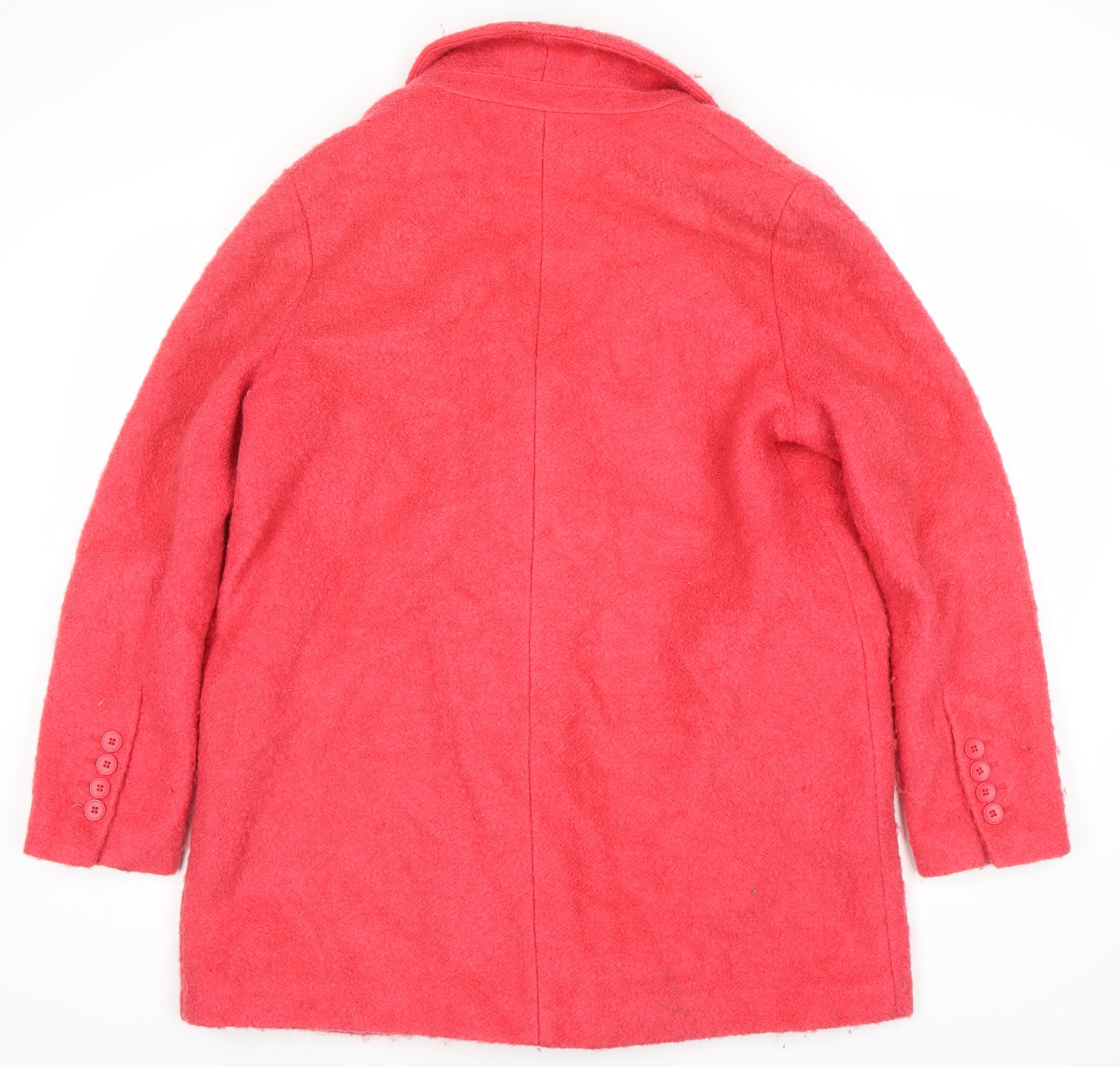 Next Women's Pink Wool Blend Coat Size 16 Button Accent