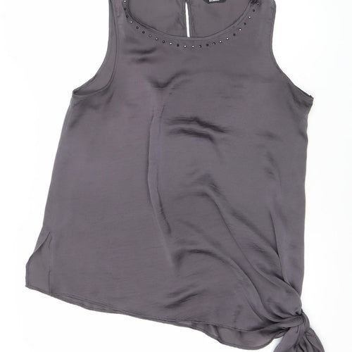 Roman Women's Grey Sleeveless Studded Top Size 12