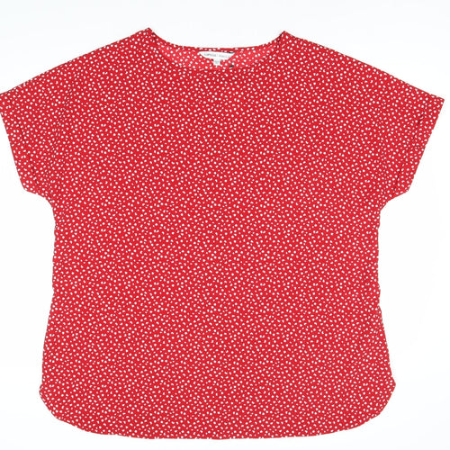 C&A Women's Red Plus Blouse, Size 20, Scoop Neck, Floral