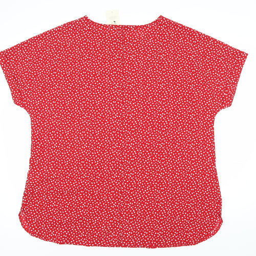 C&A Women's Red Plus Blouse, Size 20, Scoop Neck, Floral