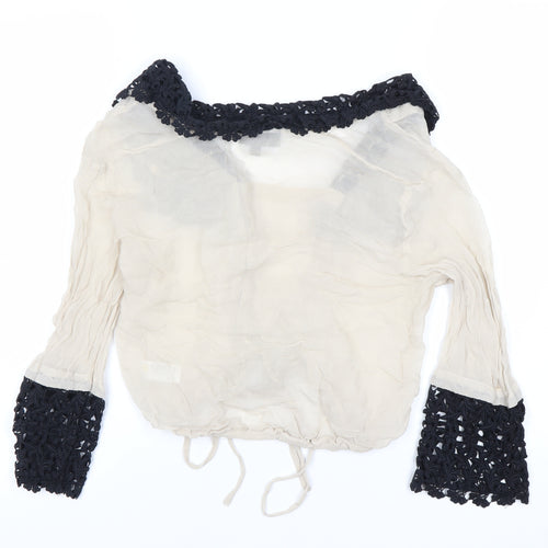 Topshop Women's White Crochet Cropped Blouse Size 10