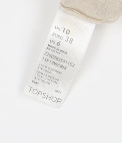 Topshop Women's White Crochet Cropped Blouse Size 10