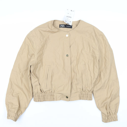 Zara Women Beige Bomber Jacket Size 10