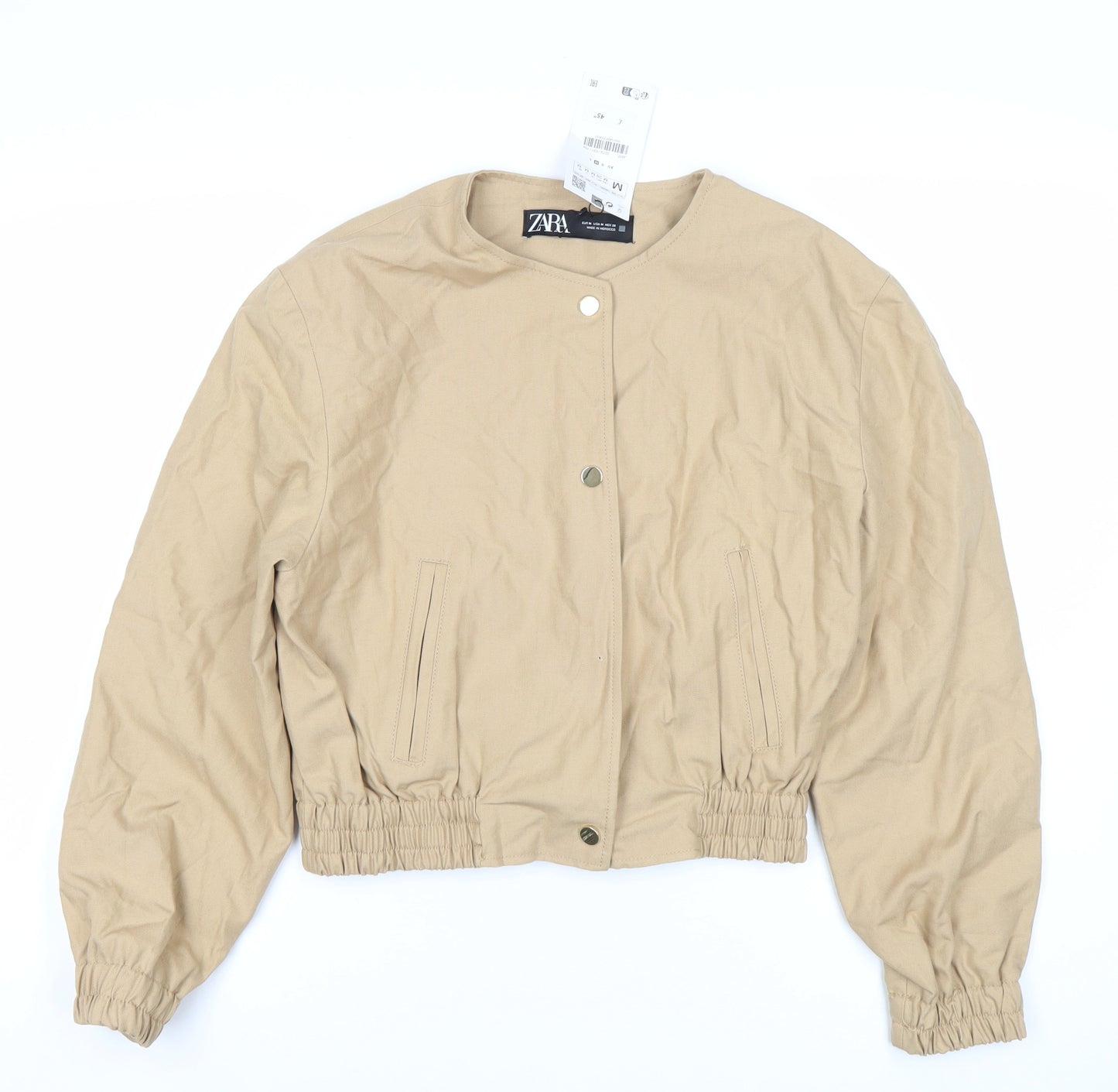 Zara Women Beige Bomber Jacket Size 10