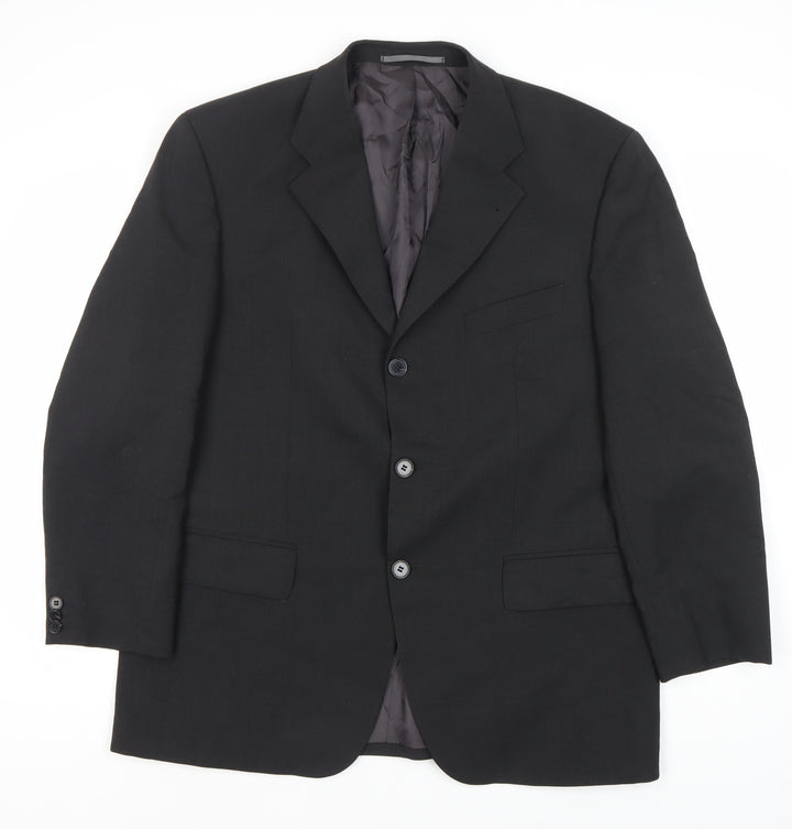 Bäumler Men's Black Wool Blend Single Breasted Suit Jacket Size 44