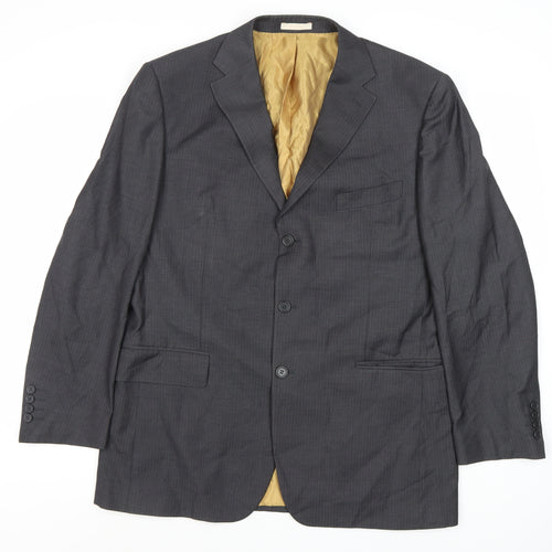 Greenwoods Men's Grey 42R Single-Breasted Blazer