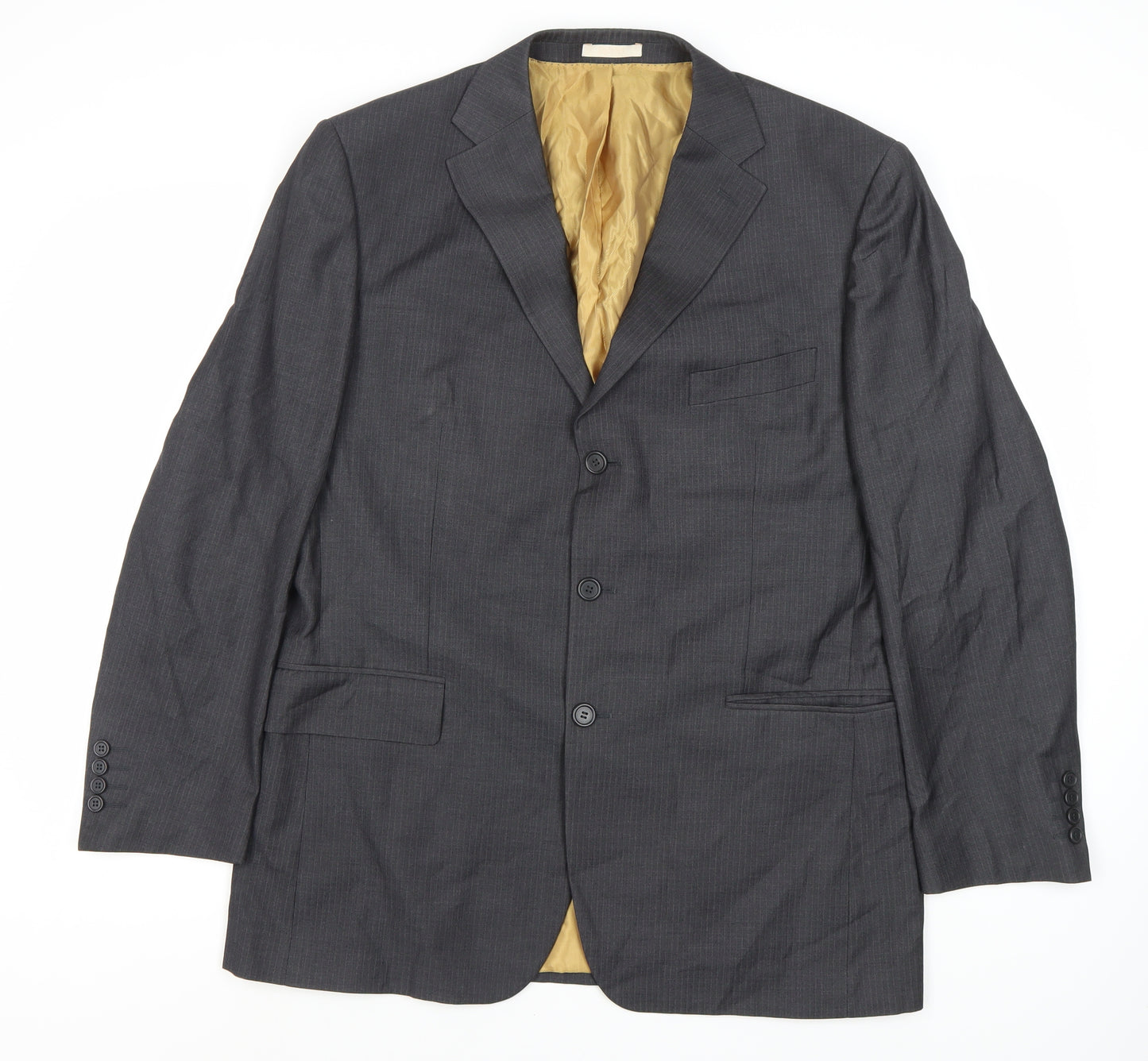 Greenwoods Men's Grey 42R Single-Breasted Blazer