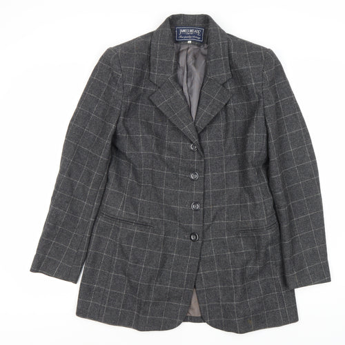James Meade Women's Grey Check Blazer, Size 12, Formal