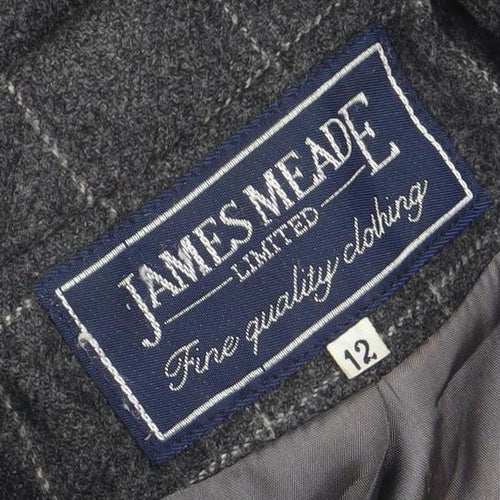 James Meade Women's Grey Check Blazer, Size 12, Formal