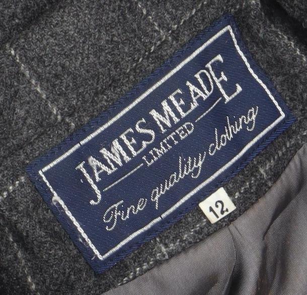 James Meade Women's Grey Check Blazer, Size 12, Formal