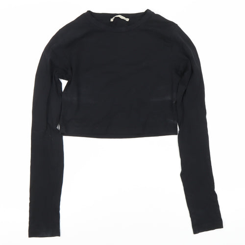 Urban Outfitters Women's Black Cropped Long Sleeve Top