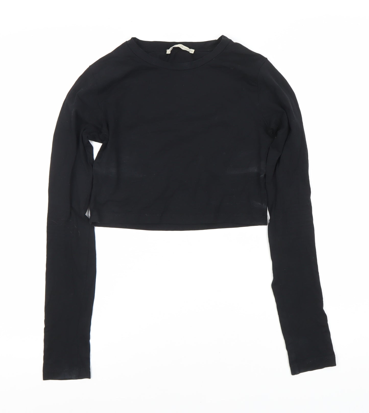 Urban Outfitters Women's Black Cropped Long Sleeve Top