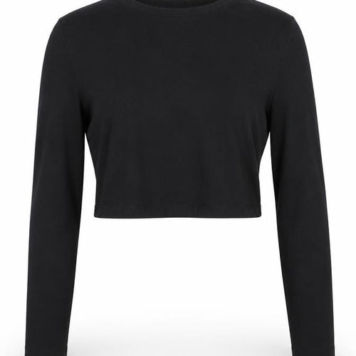 Urban Outfitters Women's Black Cropped Long Sleeve Top