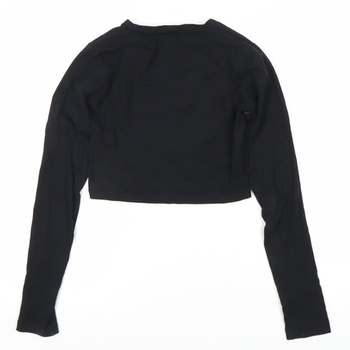 Urban Outfitters Women's Black Cropped Long Sleeve Top