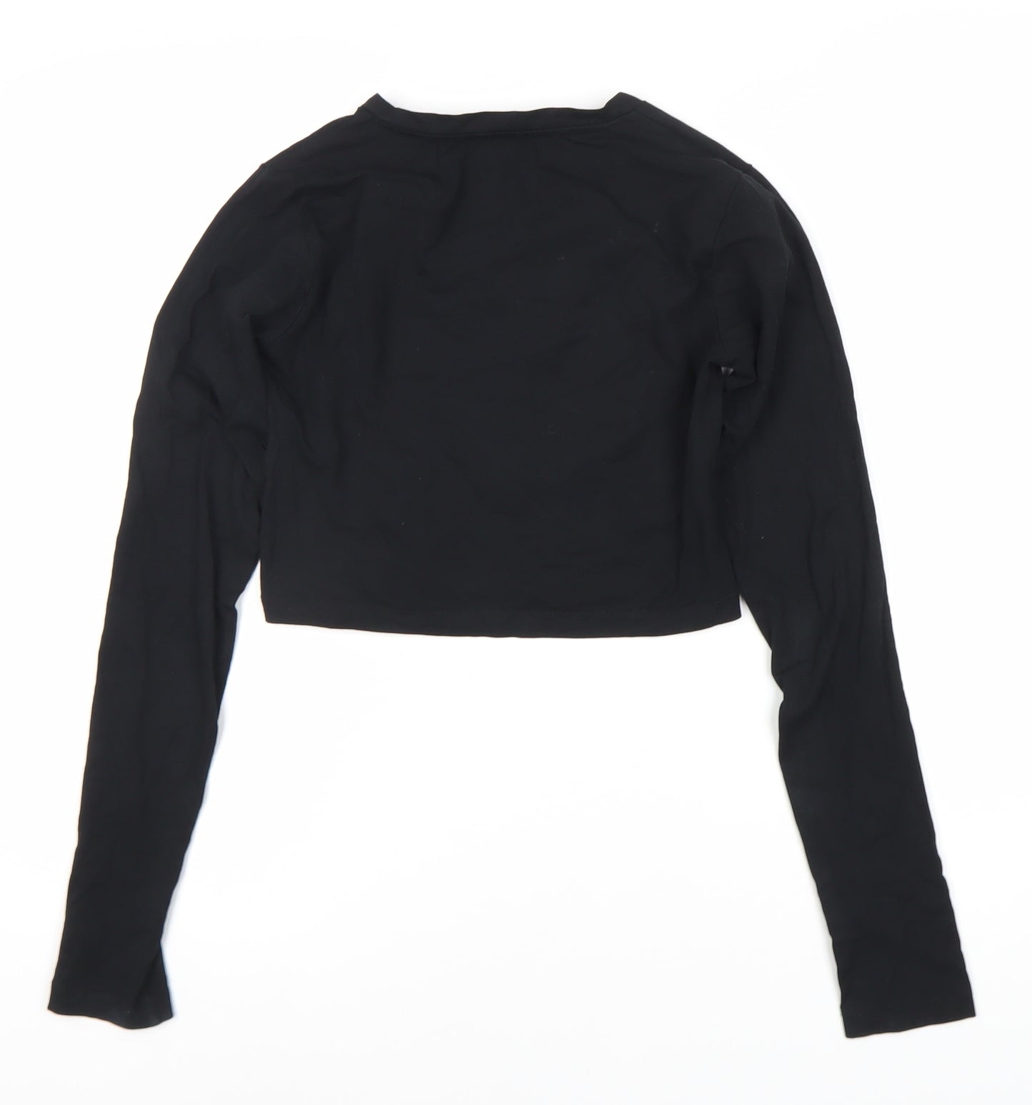 Urban Outfitters Women's Black Cropped Long Sleeve Top