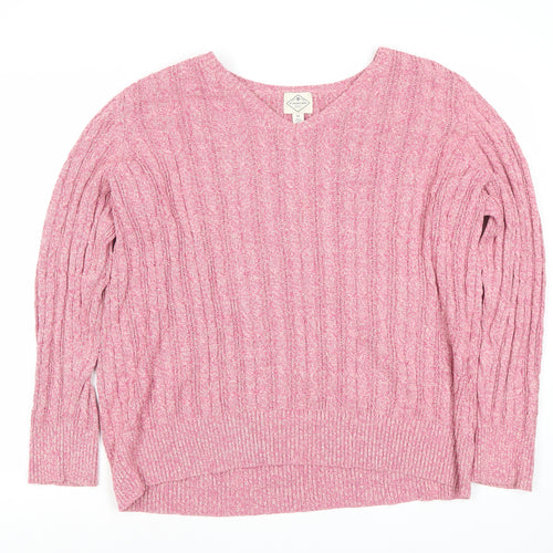 St John's Bay Women's Pink 2XL V-Neck Pullover Jumper