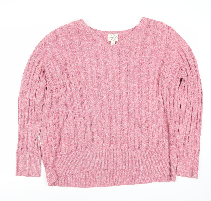 St John's Bay Women's Pink 2XL V-Neck Pullover Jumper