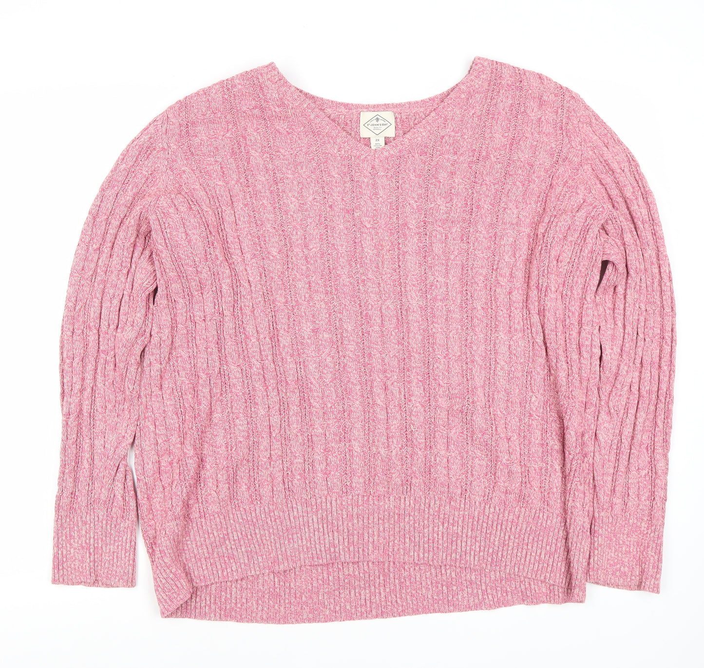 St John's Bay Women's Pink 2XL V-Neck Pullover Jumper