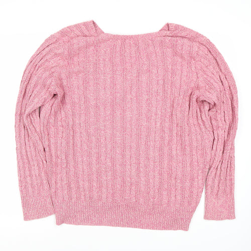 St John's Bay Women's Pink 2XL V-Neck Pullover Jumper