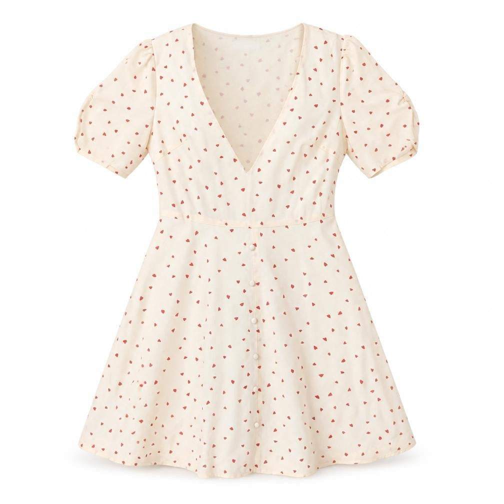 Front view of Eight Paris Women's White A-Line Puff Sleeve Dress S