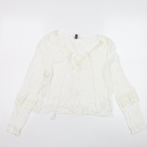 Women's White Lace Peasant Blouse