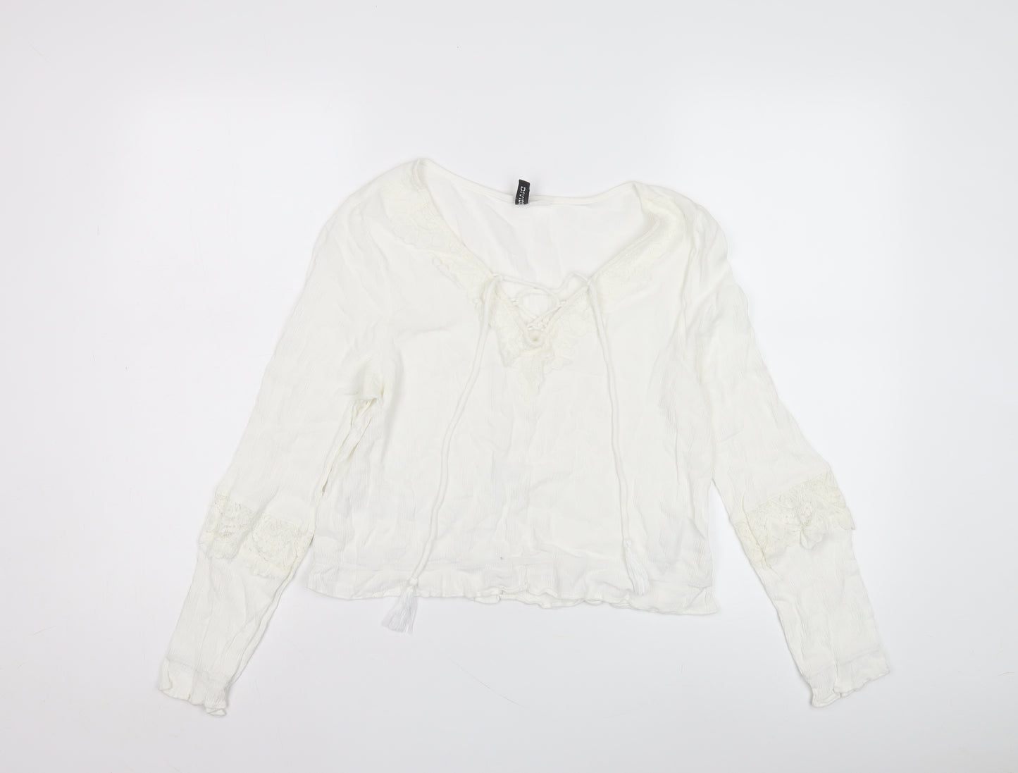 Women's White Lace Peasant Blouse