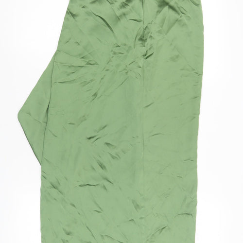 Zara Women's Green XS Satin Wrap Midi Skirt