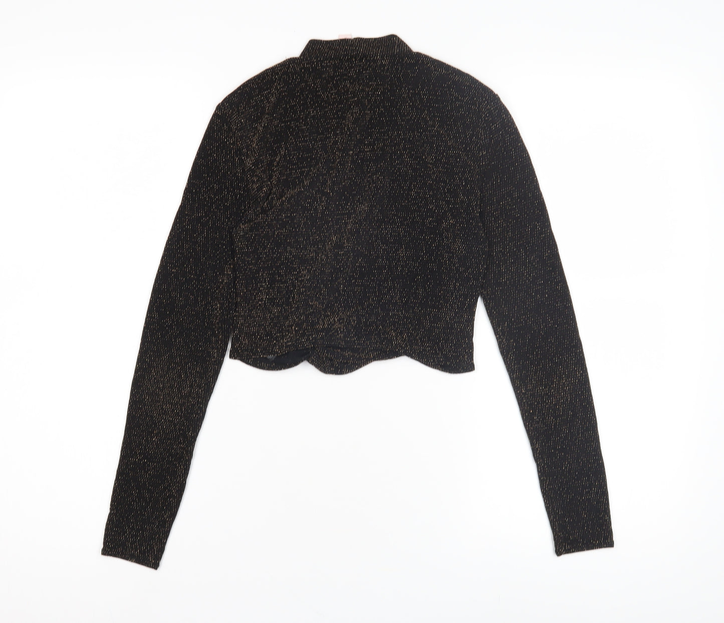 Miss Selfridge Women's Black Cropped Metallic Top Size 10