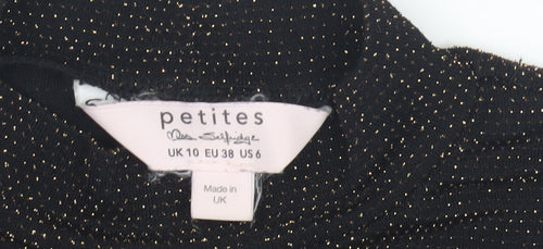 Miss Selfridge Women's Black Cropped Metallic Top Size 10