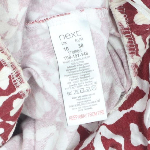 Next Women's Red Geometric Cotton Playsuit, Size 10